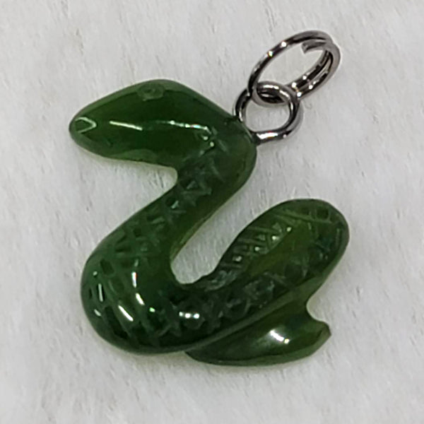 Snake Canadian Jade Nephrite Pendant - 18mm