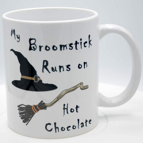 Mug - My Broomstick Runs on Hot Chocolate - 11oz-Crafted Products-The Bat Witch Cavern-The Bat Witch Cavern