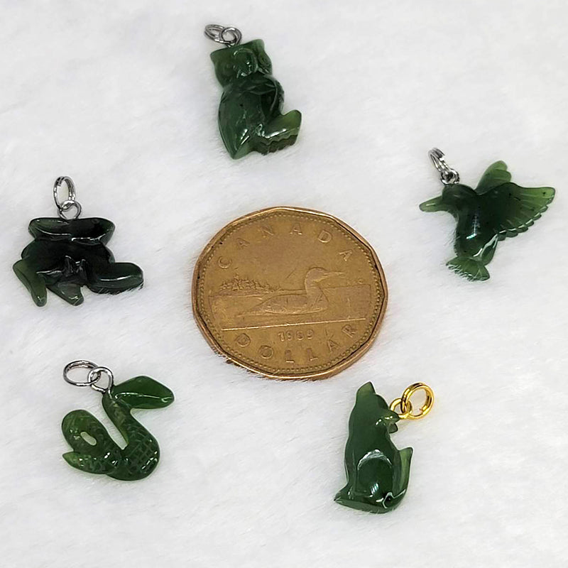 Wolf Canadian Jade Nephrite Pendant - 17mm