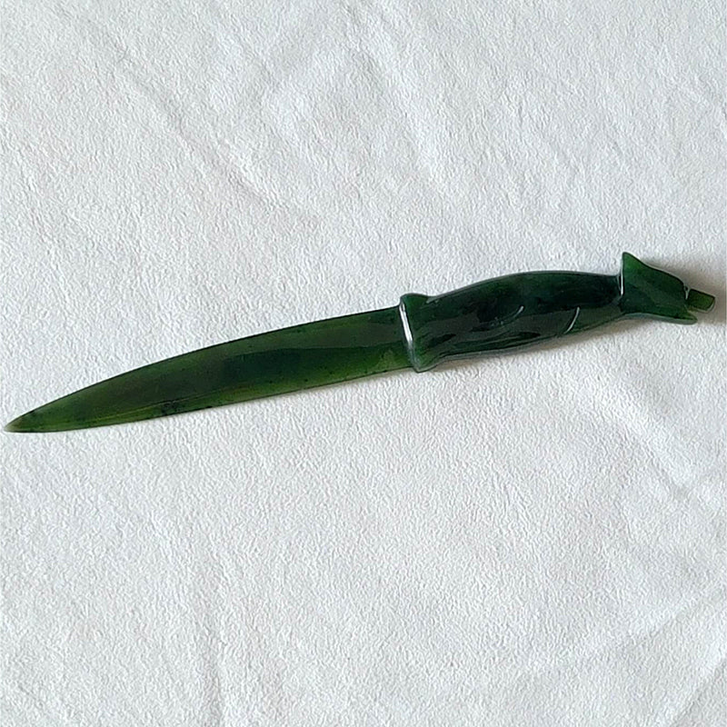 Athame - Coupe-papier - Jade néphrite canadien - 6" de long