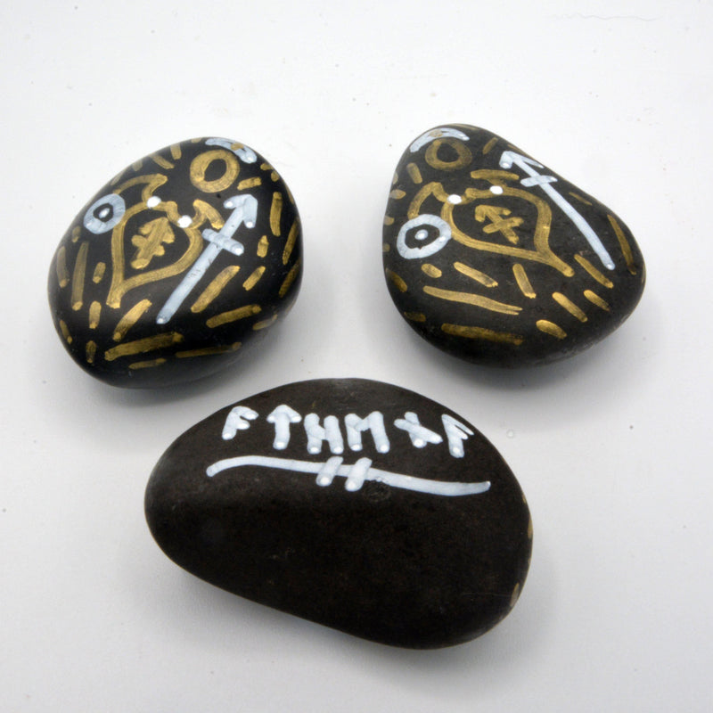 Athena Stone with Painted Runes-KW-The Bat Witch Cavern