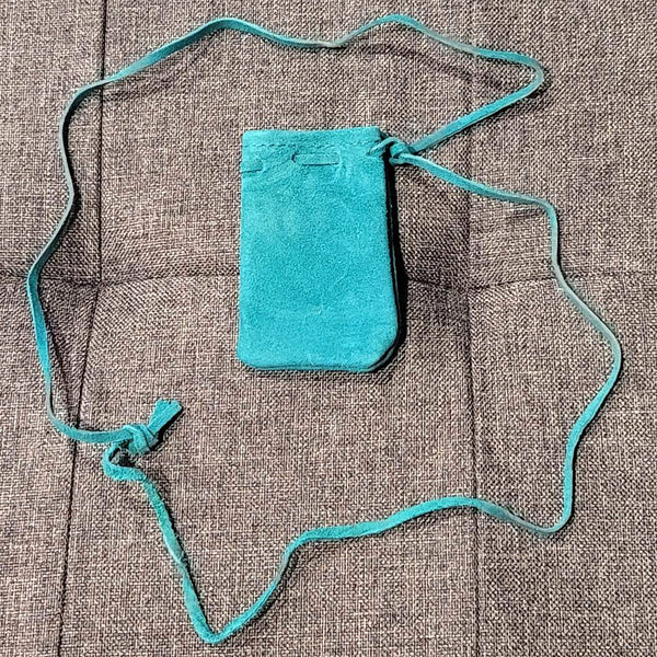 Leather Bag - Green/Blue - 2" x 3"