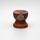 Wood Stand for Sphere with Pentacle (1.25" x 1.25")-Crystals/Stones-Kheops-The Bat Witch Cavern