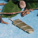 Green Aventurine Flat Generator Coil Wrapped Pendant