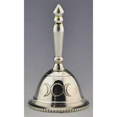 Altar Bell Triple Moon Silver Plated 3"-Home/Altar-Quanta Distribution Inc.-The Bat Witch Cavern