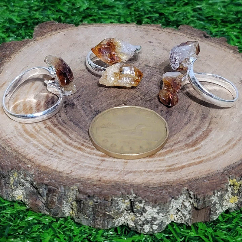 Ring - Rough Citrine Points (Adjustable)