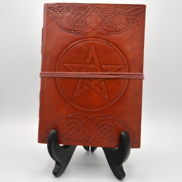 Leather Journal - Pentagram - 5" x 7"-Home/Altar-Azure Green-The Bat Witch Cavern