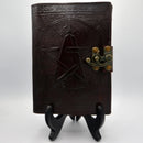 Leather Journal - Brown Pentagram w/Latch - 5" x 7"-Home/Altar-Azure Green-The Bat Witch Cavern