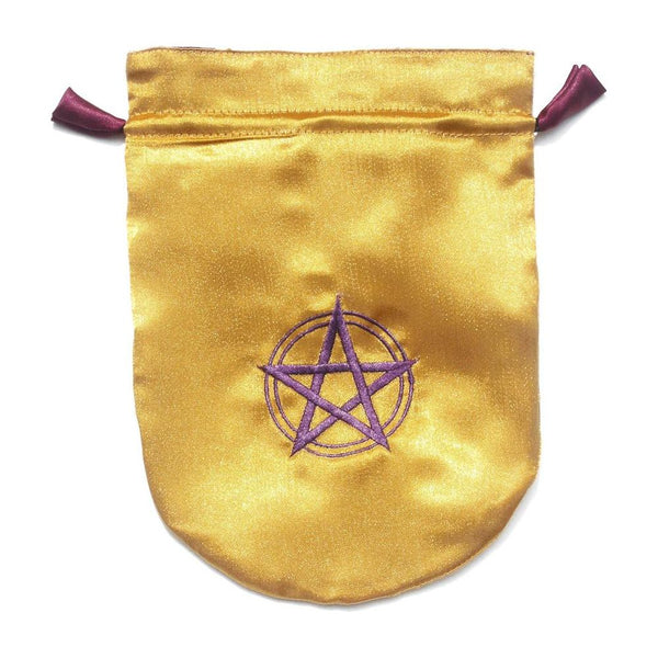 Yellow Satin Pentagram Tarot Bag-Home/Altar-Starlinks-The Bat Witch Cavern