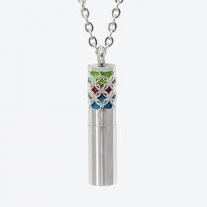 Pendant - Aroma Therapy Tube - Silver Pattern-Jewellery-Quanta Distribution Inc.-The Bat Witch Cavern