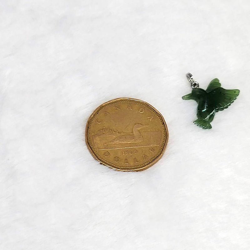 Pendentif en néphrite de jade canadien Colibri - 17 mm