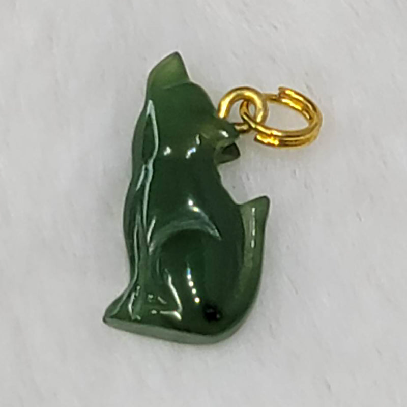 Wolf Canadian Jade Nephrite Pendant - 17mm