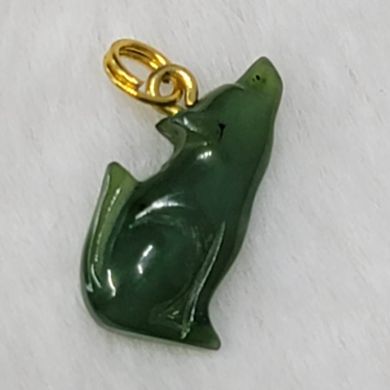 Wolf Canadian Jade Nephrite Pendant - 17mm