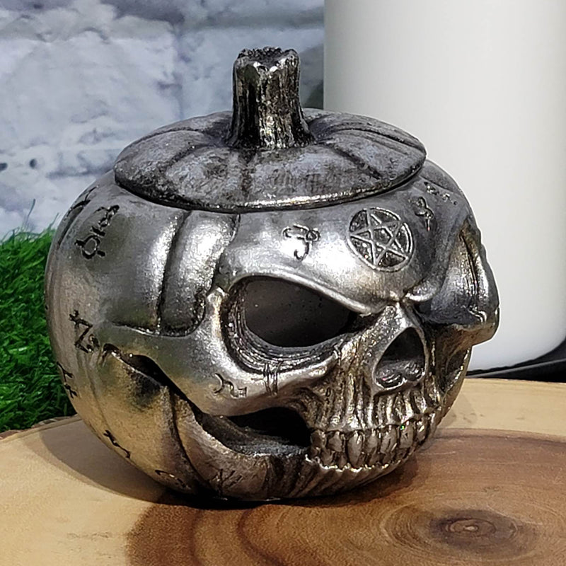 Pumpkin Skull Pot - (4.33" Tall)