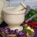 Mortier et pilon, marbre beige de Vérone, 4"