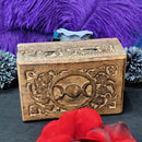 Wood Carved Box - Triple Moon 4" x 6"