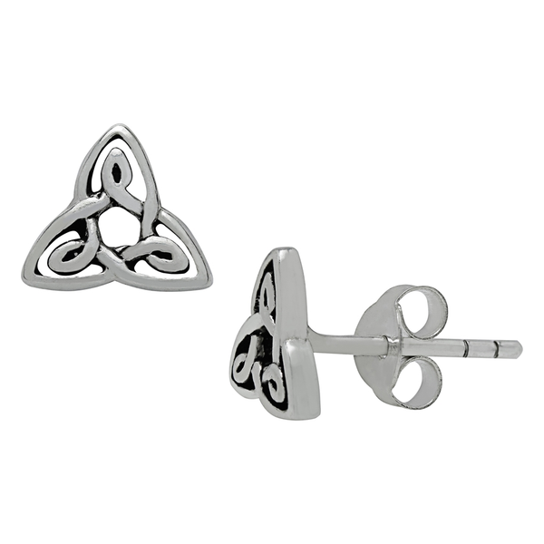 Silver Trinity Knot - Petite Studded Earrings (.925 Sterling Silver)-Jewellery-Nature's Expression-The Bat Witch Cavern