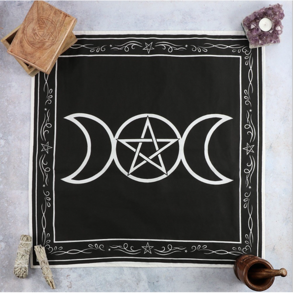 Altar Cloth - Triple Moon Goddess - 27.5" x 27.5"-Home/Altar-Starlinks-The Bat Witch Cavern