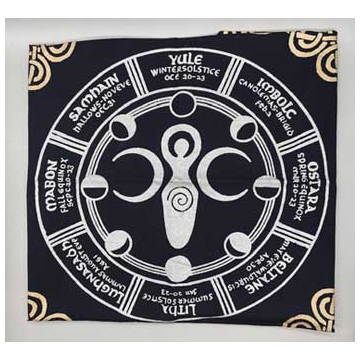 Altar Cloth - Wheel of the Year Triple Moon Goddess - 24" x 24"-Home/Altar-Quanta Distribution Inc.-The Bat Witch Cavern