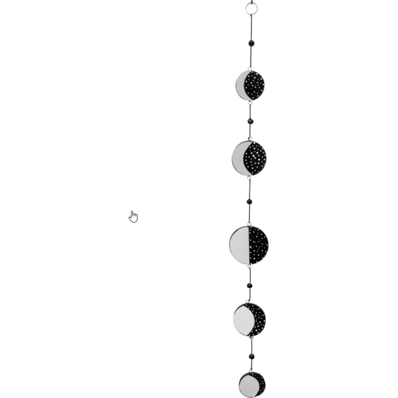 Moon Phases Hanging Wooden Mobile with Mirrors (27" Long)-Home/Altar-Kheops-The Bat Witch Cavern