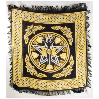 Altar Cloth - Pentagram Goddess Design - 18" x 18"-Home/Altar-Quanta Distribution Inc.-The Bat Witch Cavern
