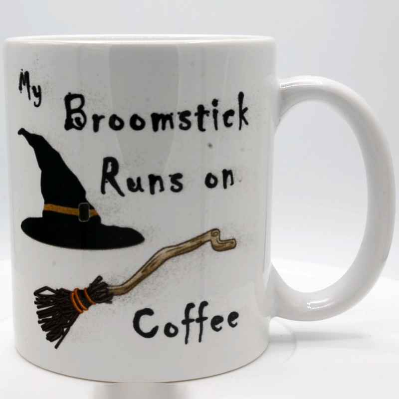 Mug - My Broomstick Runs on Coffee - 11oz-Crafted Products-The Bat Witch Cavern-The Bat Witch Cavern